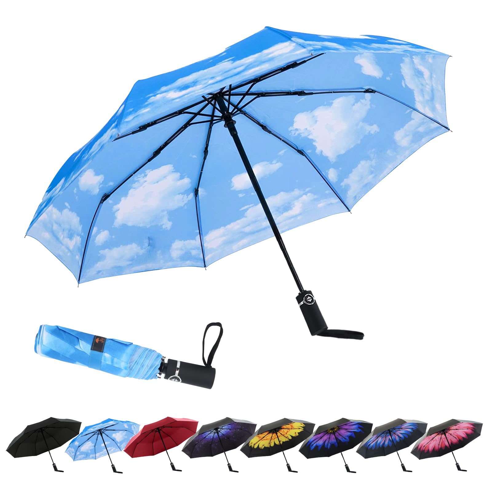SY COMPACT Travel Umbrella Automatic Windproof Umbrellas Strong Compact Umbrella for Women Men