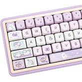 COOMICKEY Cute Keycaps Cat Afternoon Tea Purple PBT Key Cap for Cherry MX | Custom Keycaps, Dye Sublimation Legends, MOA Profile, 132 Keys, Keyboard DIY, Custom Keyboard Build, Desk Decor, Daily Use