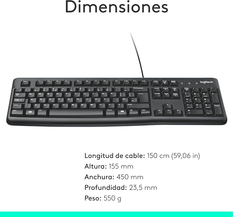 Teclado com fios K120 para Windows