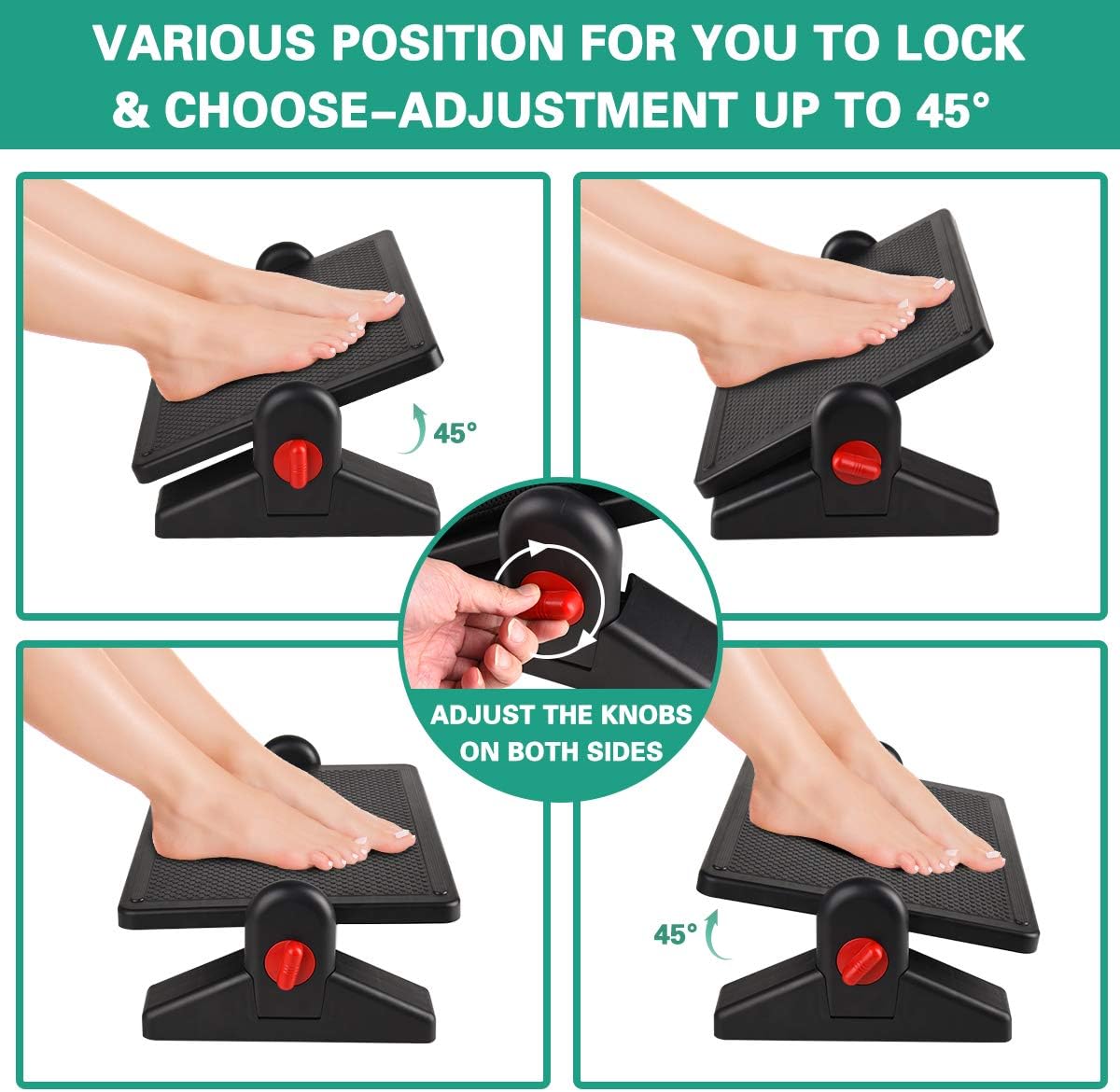 Prodigen Upgrade Adjustable Under Desk Footrest Ergonomic Foot Rest with Removable Sponge Cushion for Home, Office, Four Seasons, Tilt Angle Adjustment Non-Skid Massage Surface Comfort: Furniture & Decor