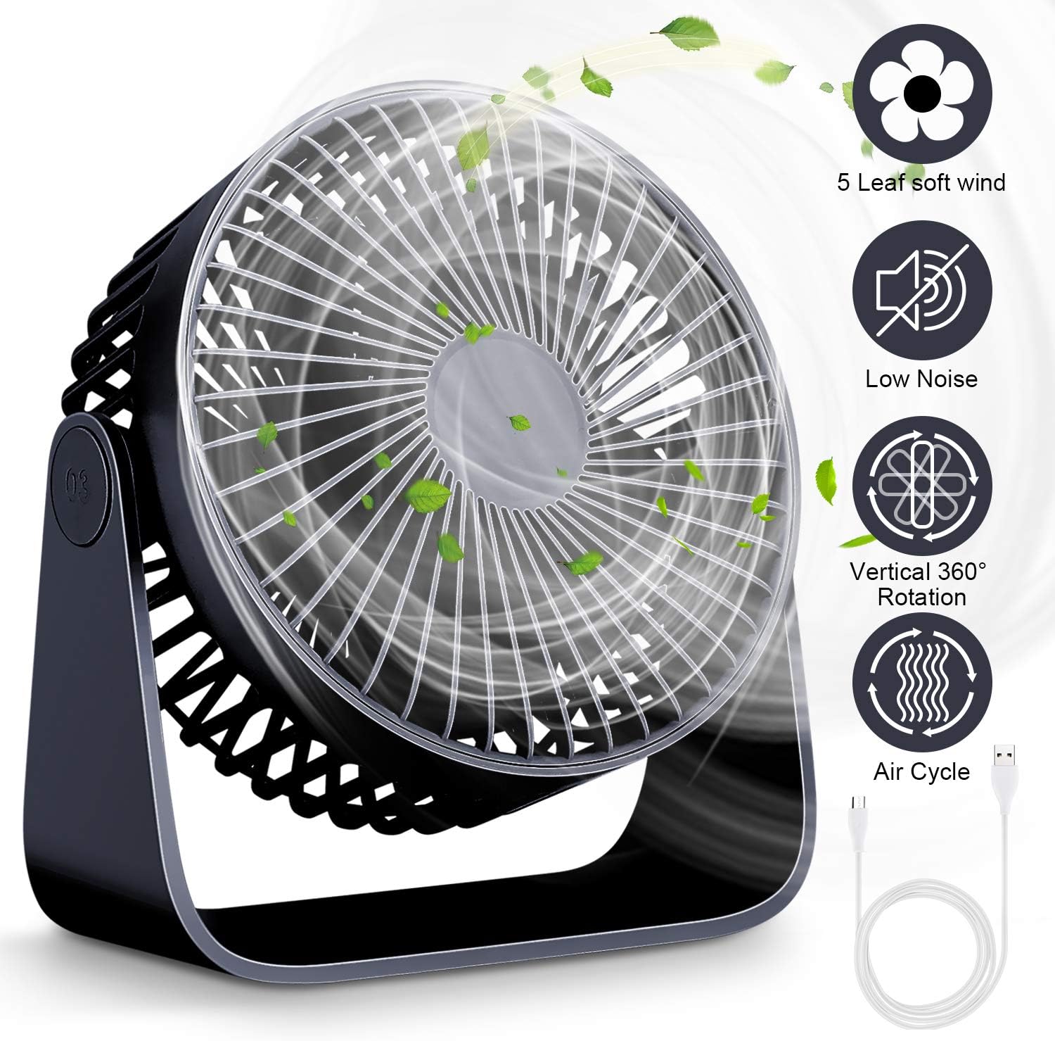 Magicfun Desk Fan, Mini Size Silent USB Fan, Noiseless Cooling Fan with
