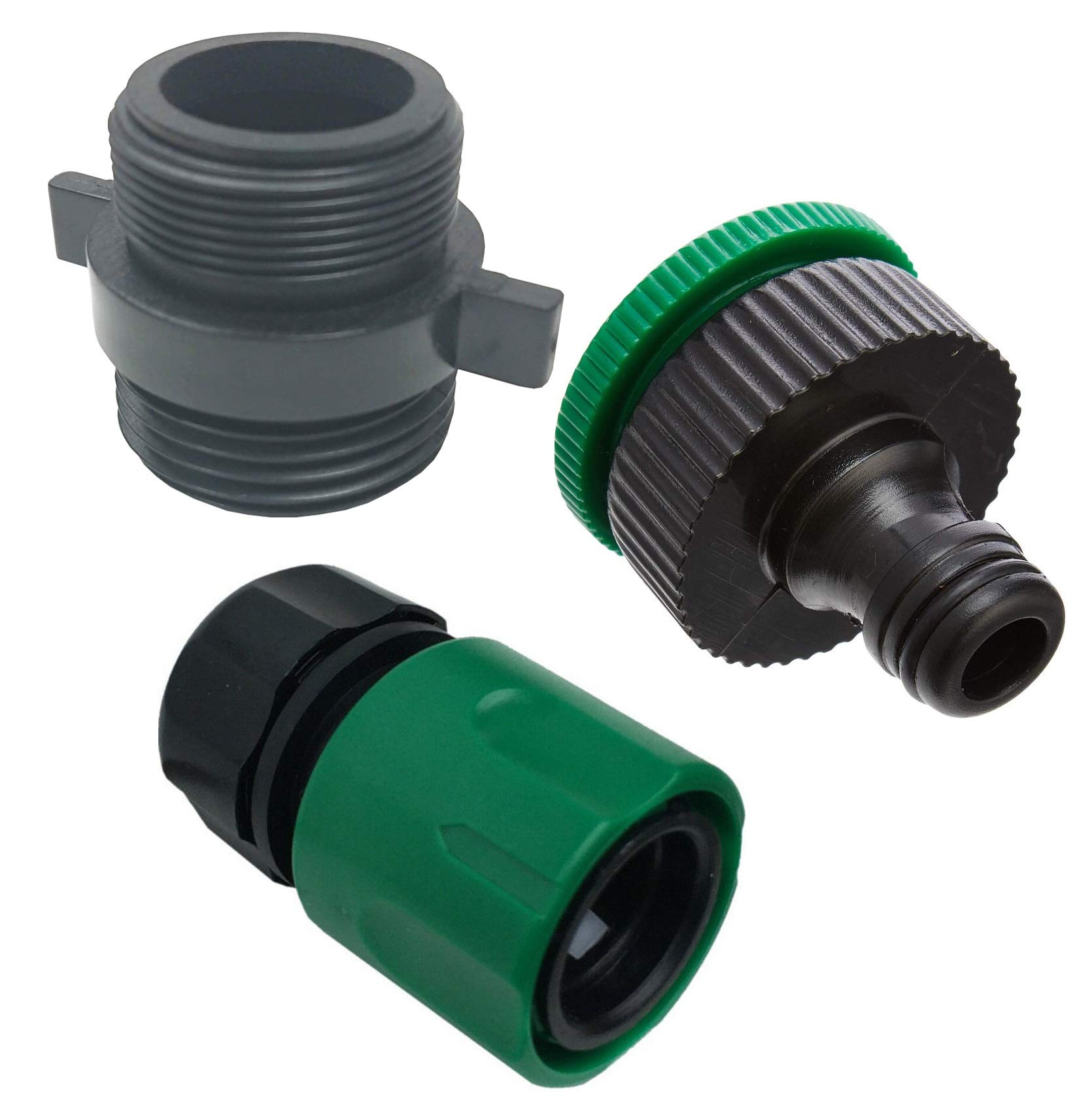 Merriway BH07180 Green (Faucet) 24mm Black Plus Tap/Hose Connectors