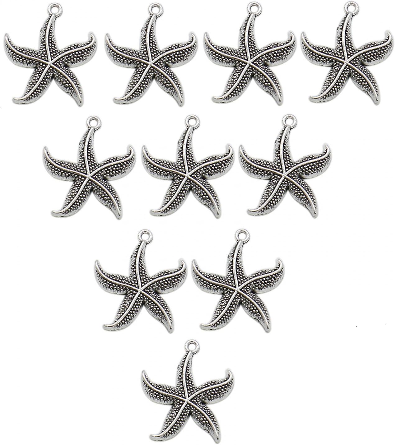 HUELE 100pcs Charms Pendants for Jewelry Making,Starfish Charms Bulk Pendants DIY for Necklace Bracelet Jewelry Making and Crafting