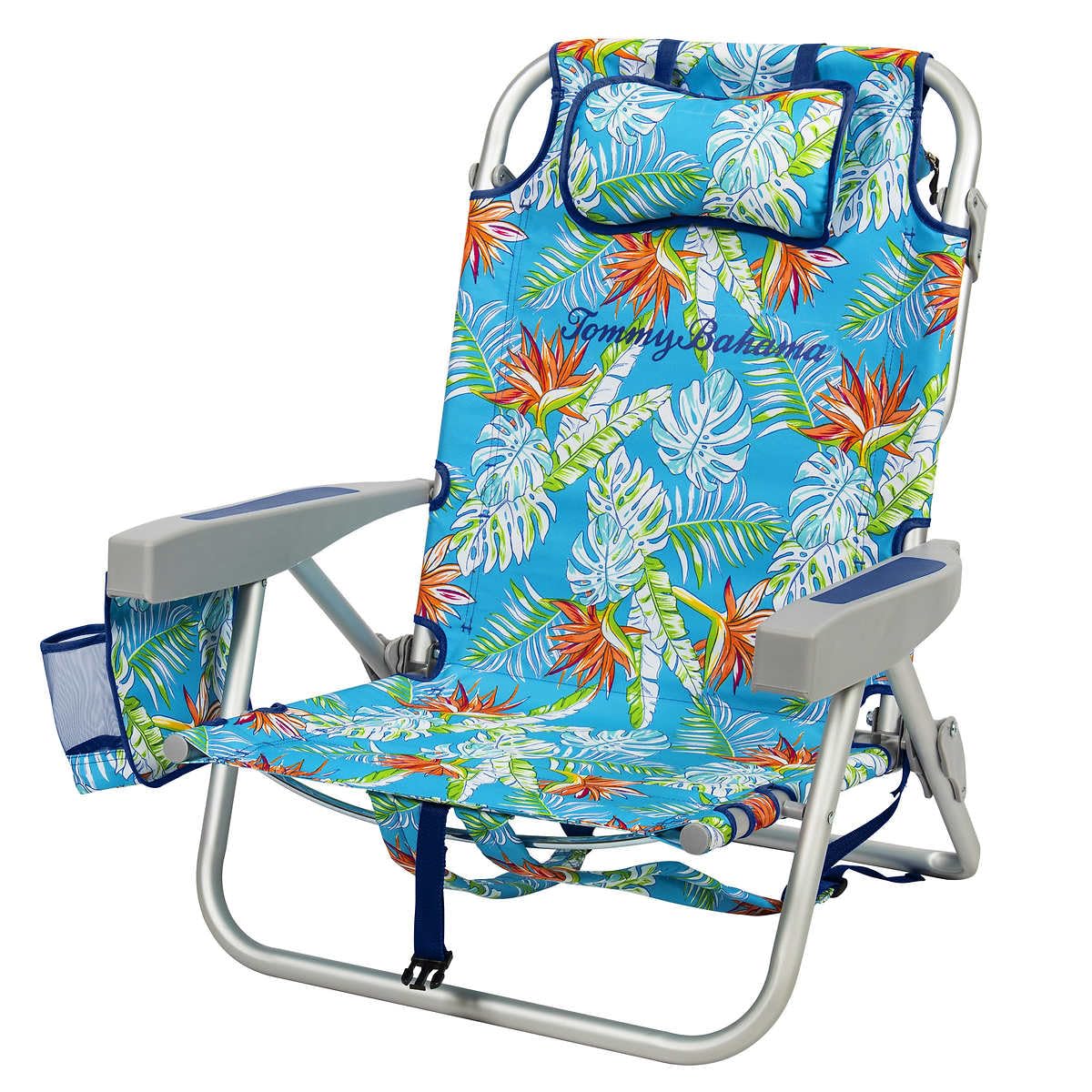 Photo 1 of (only one) Tommy Bahama Backpack Beach Chair 5 Position Chair, Including Lay Flat (Floral)