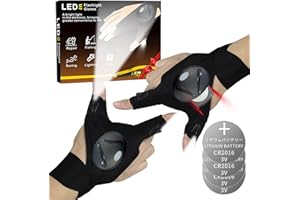 HikooLSS LED Flashlight Gloves for Men Valentine Day Gift Unique Cool Gadget Gifts Father’s Day/Birthday Gifts for Dad Practical Tool (No Need Tool Replace Battery)