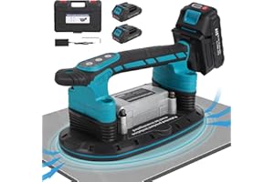 XIIW Tile Vibration Machine Installation Tool, Handheld Automatic Tiling Vibrator with Enlarged Suction Cup for Tiling Leveling Laying 21V 12500mAh 24000r/min 6 Speeds Adjustable