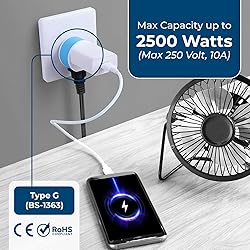 OREI UK, Ireland, Dubai Power Plug Adapter with 2