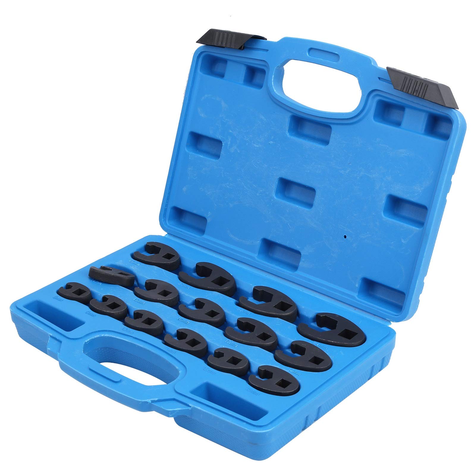 Ejoyous Metric Crowfoot Spanner, Flare Nut Wrench Set of 15 Interchangeable Hex Open-end Wrenches 8mm-24mm, 3/8'' & 1/2'' Drive Compatible