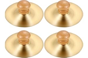Toyvian 2 Pairs Copper Finger Cymbals for Musical Instrument with Wooden Handles Bright Sound for Dance