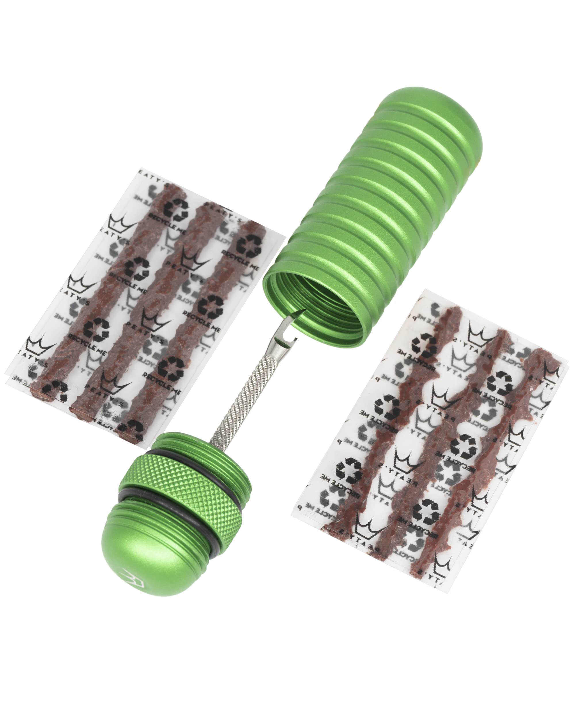 Peaty's Tubeless Bike Tyre Puncture Repair Plugger Kit - For MTB, Road & XC Bicycle Tyres - Unique Single-Sided Fork, For Rapid Puncture Repair To Fix Punctures Fast - 3x 3mm & 1.5mm Plugs - Emerald