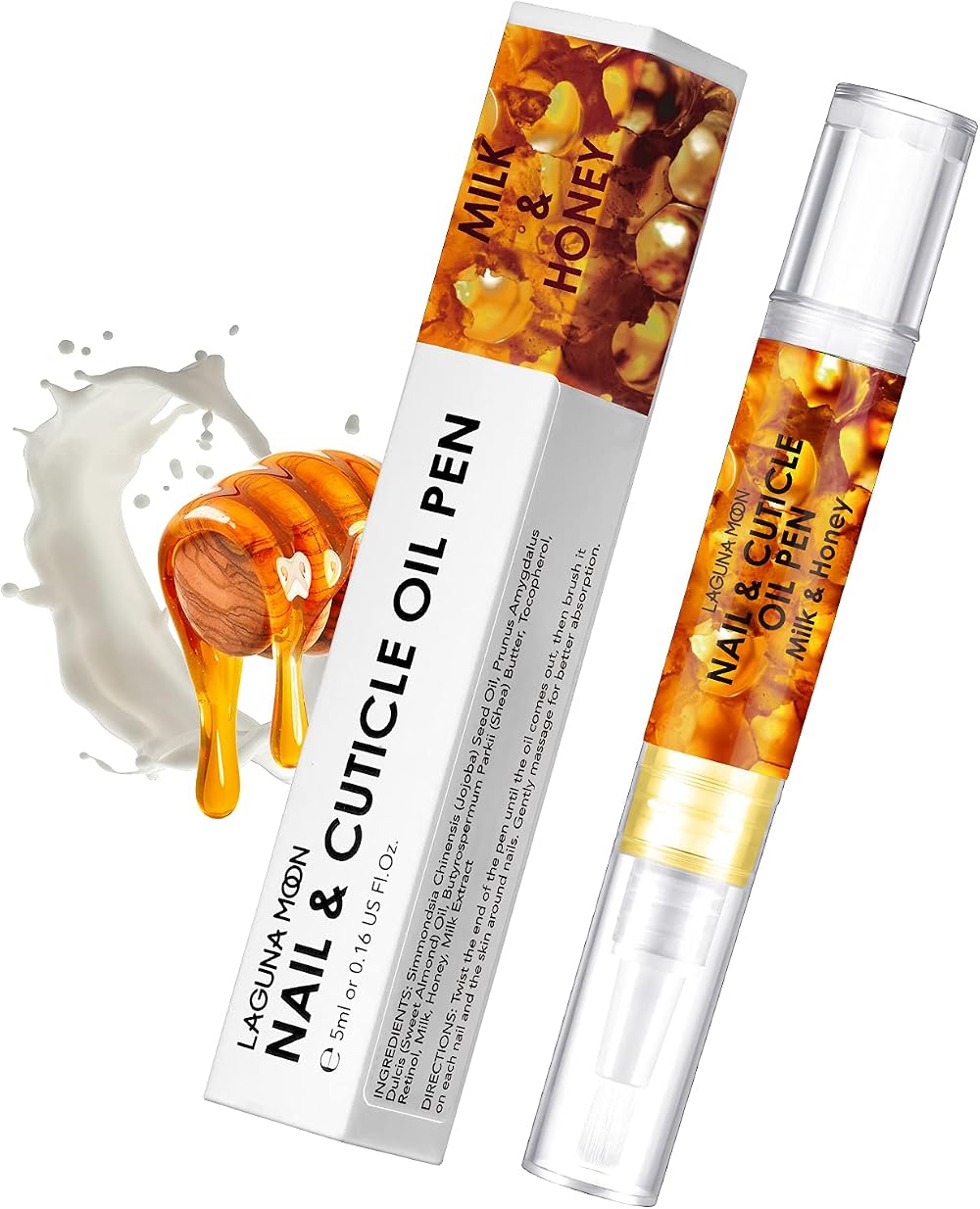 Lagunamoon Cuticle Oil Pen 5ml Milk & Honey Nail Care Nourish Moisturize