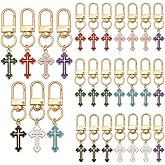 PH PandaHall 28pcs Cross Keychains 7 Colors Alloy Enamel Crosses Key Chain Car Keys Ring Accessories Bag Charm Decoration with Alloy Swivel Clasp for Purse Wallet Handbag Backpack Zipper Pull