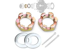 Hitchvoyager 2 Sets of Thread Spindle Galvanized Nut Kits for 1" Spindle Trailer Axle,1inch Trailer Spindle Castle Nuts Kit with 1" Washers and 2.3" Long Cotter Pins.