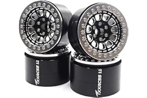 Txxrcss RC 2.2 Aluminum Alloy Beadlock Wheels and Tires Upgrades Accessories Rims for 1/10 SCX10 TRX4RC4WD and D90 RC Crawler Axial Remote Control Car (4pc) (Silver Black)