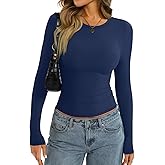 EasyGala Womens Long Sleeve Shirts Lightweight Stretchy Going Out Tops Crew Neck Basic Tee Slim Fit Fall Y2K Outfit 2026