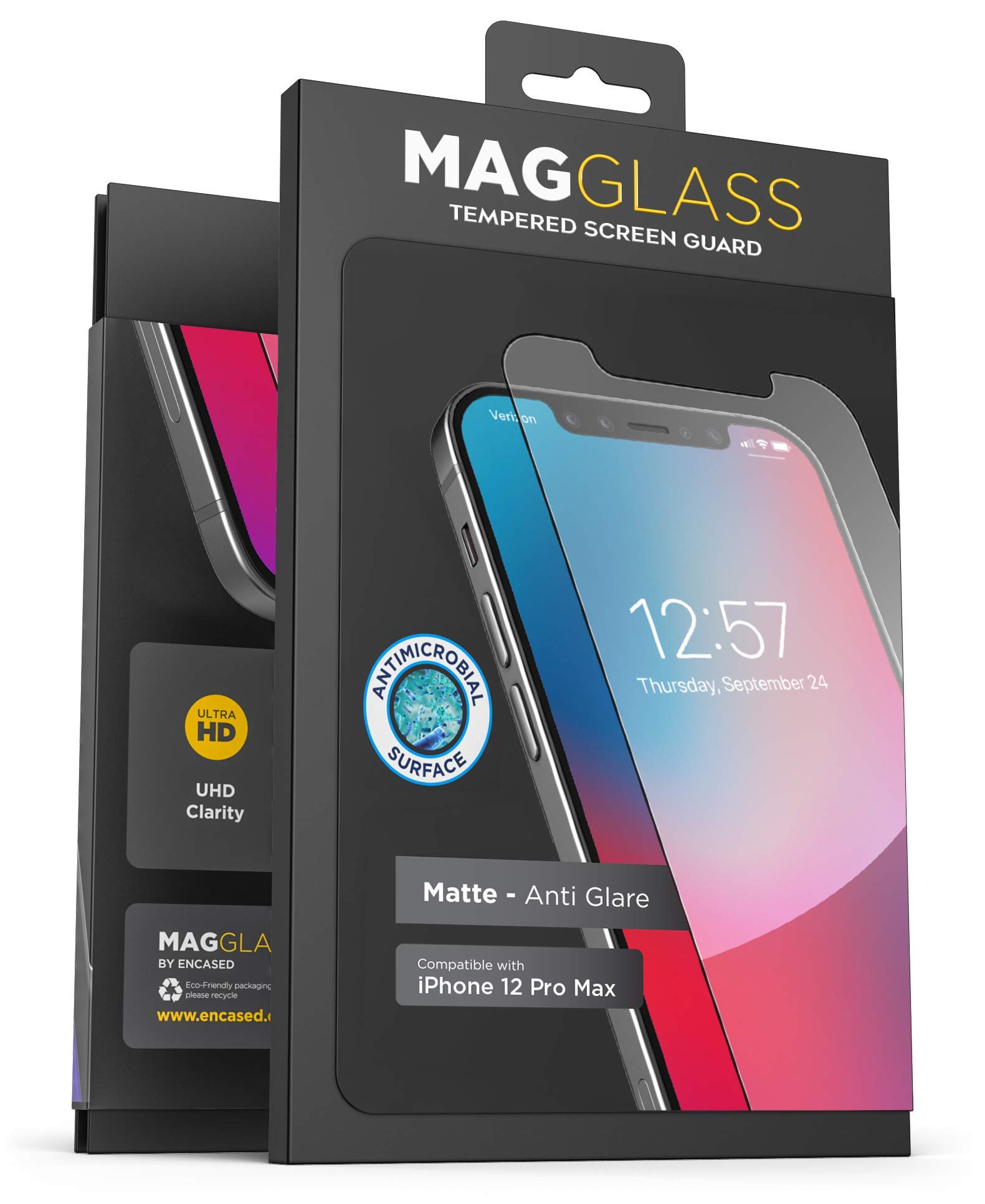magglass iPhone 12 Pro Max Matte Screen Protector (Fingerprint Resistant) Bubble-Free Anti Glare Tempered Glass Anti-Microbial Display Guard (Case Compatible) — image 1