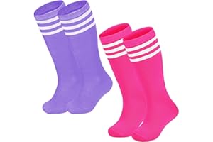 Durio Kids Soccer Socks Toddler Soccer Socks Girls Knee High Socks Unisex Cotton Sport Tube with Stripes