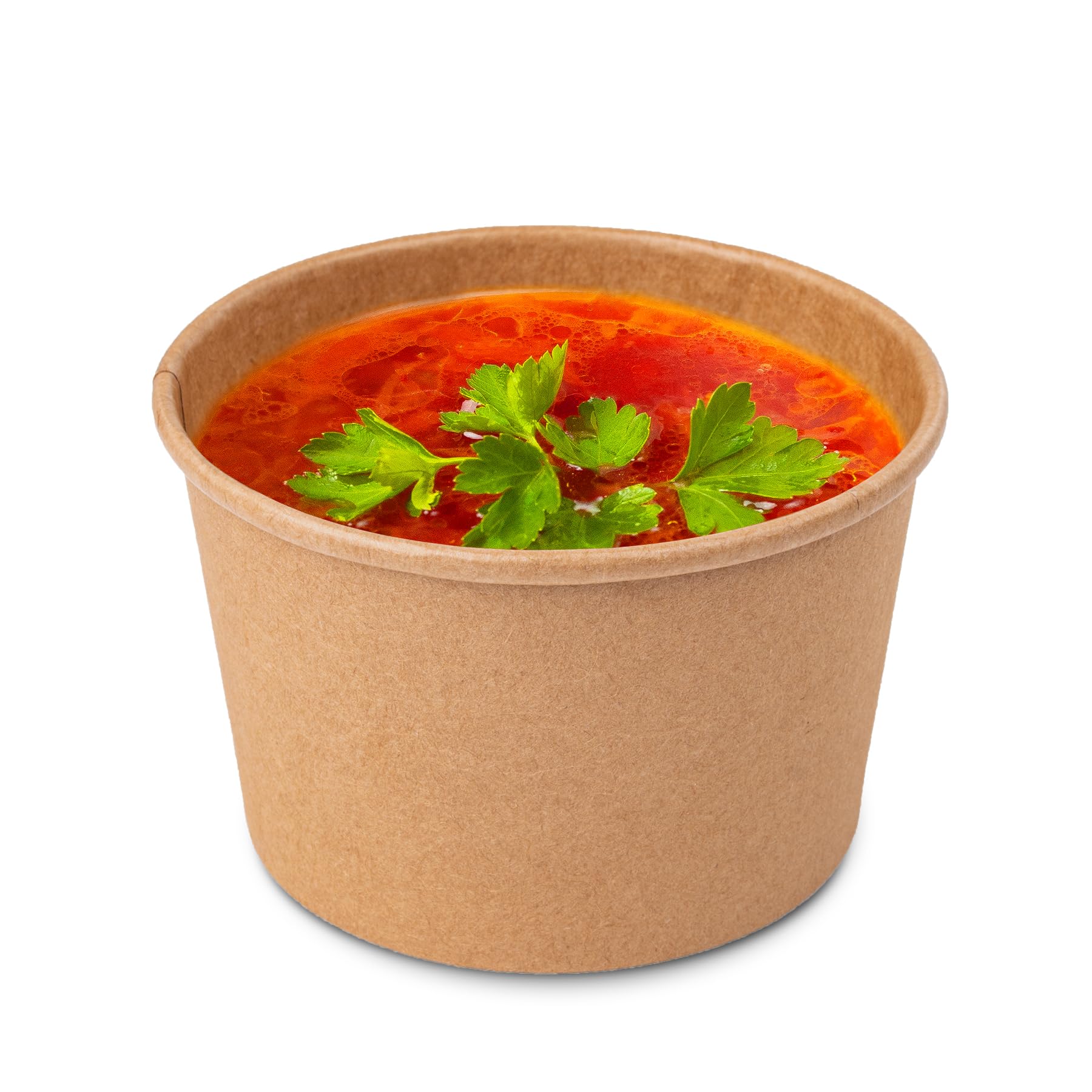 Photo 1 of PakTalk Paper Soup Containers with Lids, 50 Pack Brown Soup Bowls Biodegradable Ice Cream Cups with LidS for Hot Soup or Ice Cream (50 sets, 8 oz)