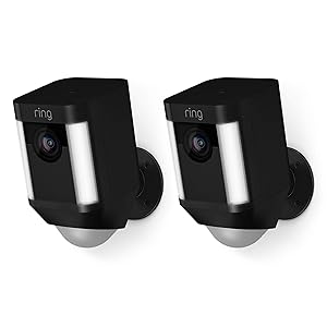 Ring Spotlight Cam Battery HD Security Camera with Built Two-Way Talk and a Siren Alarm, Black, Works with Alexa - 2-Pack