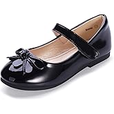 Hehainom Girls Dress Shoes Toddler Little Kid Flats Mary Jane School Bowknot Flower Girl Party Ballerina Flat Shoes