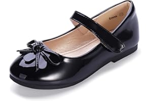 Hehainom Girls Dress Shoes Toddler Little Kid Flats Mary Jane School Bowknot Flower Girl Party Ballerina Flat Shoes