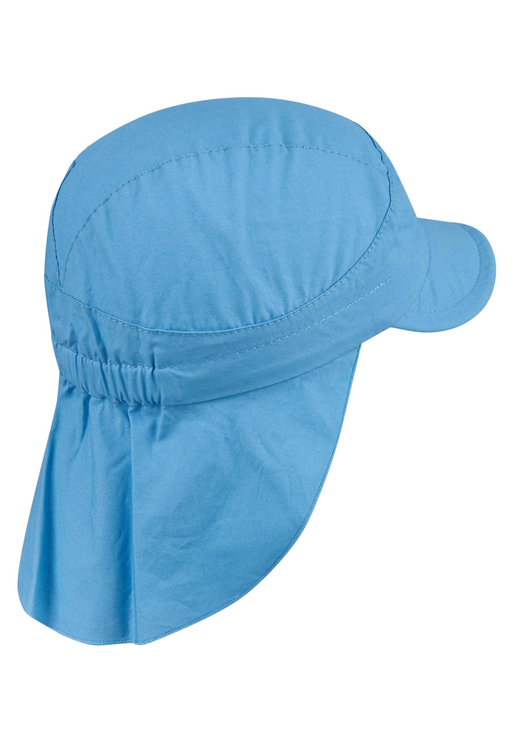 Sterntaler Schirmmütze Nacken Basic - Unisex Baby- und Kinder Mütze mit Nackenschutz, Ohrenklappen und Bindeband - UV-Schutz 50+ Hut aus Popeline (Bio) - Sommer Kopfbedeckung - samtblau, Größe 43 2
