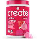 Create Creatine Monohydrate Gummies for Women and Men, Watermelon, 90ct | NSF Certified for Sport, Third Party Tested, Made in USA, Vegan, Gluten Free, Non-GMO, 1.5g Creatine per Gummy, Anti-Melting