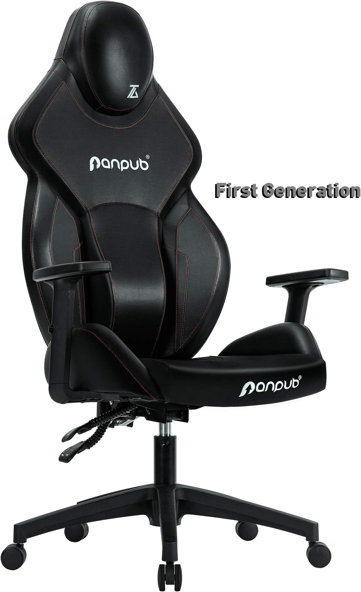 Panpub Gaming Chair, Ergonomic Patented Design Racing Chair,Office Desk Chair with High Back, Computer Game Chair with Adjustable Height,Angle and Armrest Height, Black