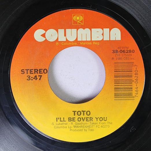  TOTO 45 RPM I'll Be Over You / In A Word Music