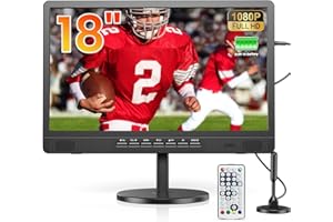 Desobry 18.5" Portable TV with Antenna, 6500mAh Built-in Power Operated TV, 12 Volt Small TV Support HDMI/AV/USB/Headphone Jack Input，Portable T V for Camping, RV, Patio, Kitchen, Indoor, Outdoor