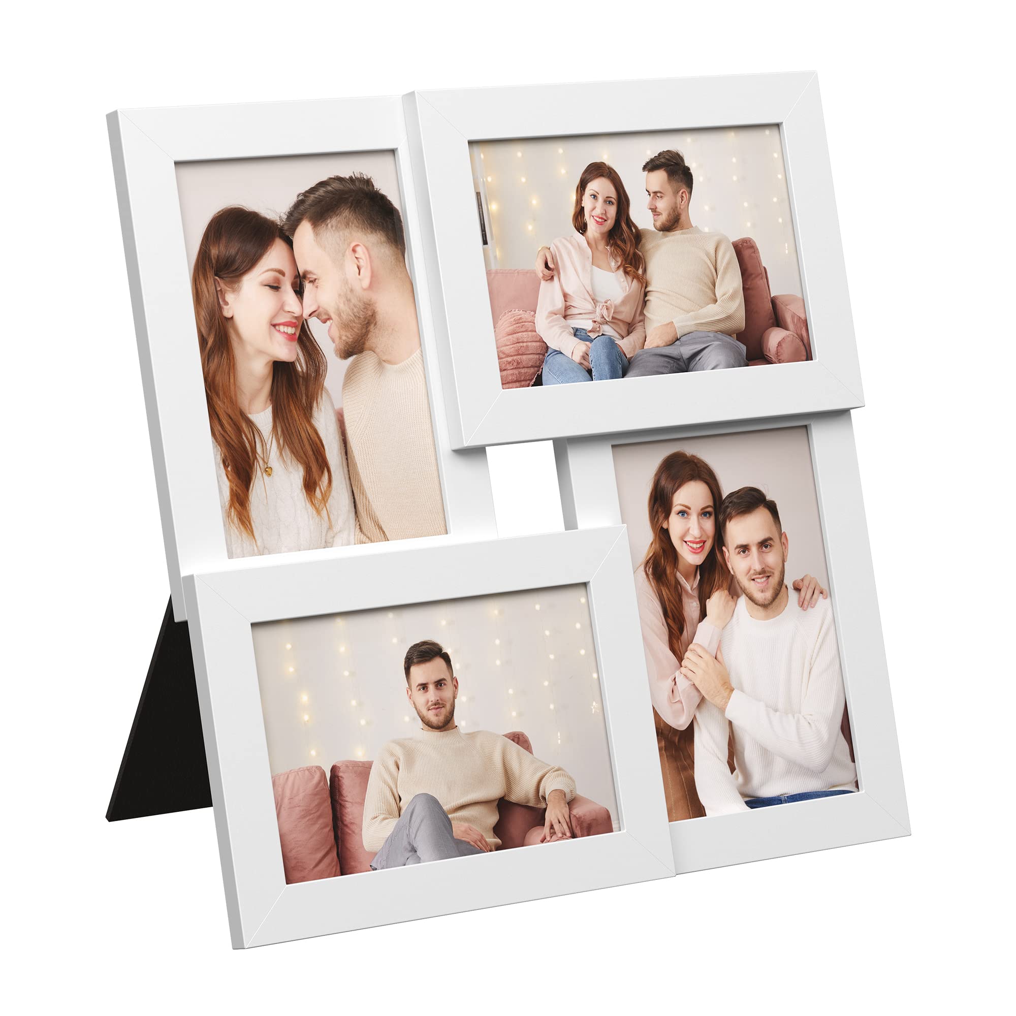 SONGMICS Collage Picture Frames, 4 Frames for 4x6 Photos, Collage Photo Frames for Wall, Multi Frames, Wall Decor, Cloud White RPF25WT