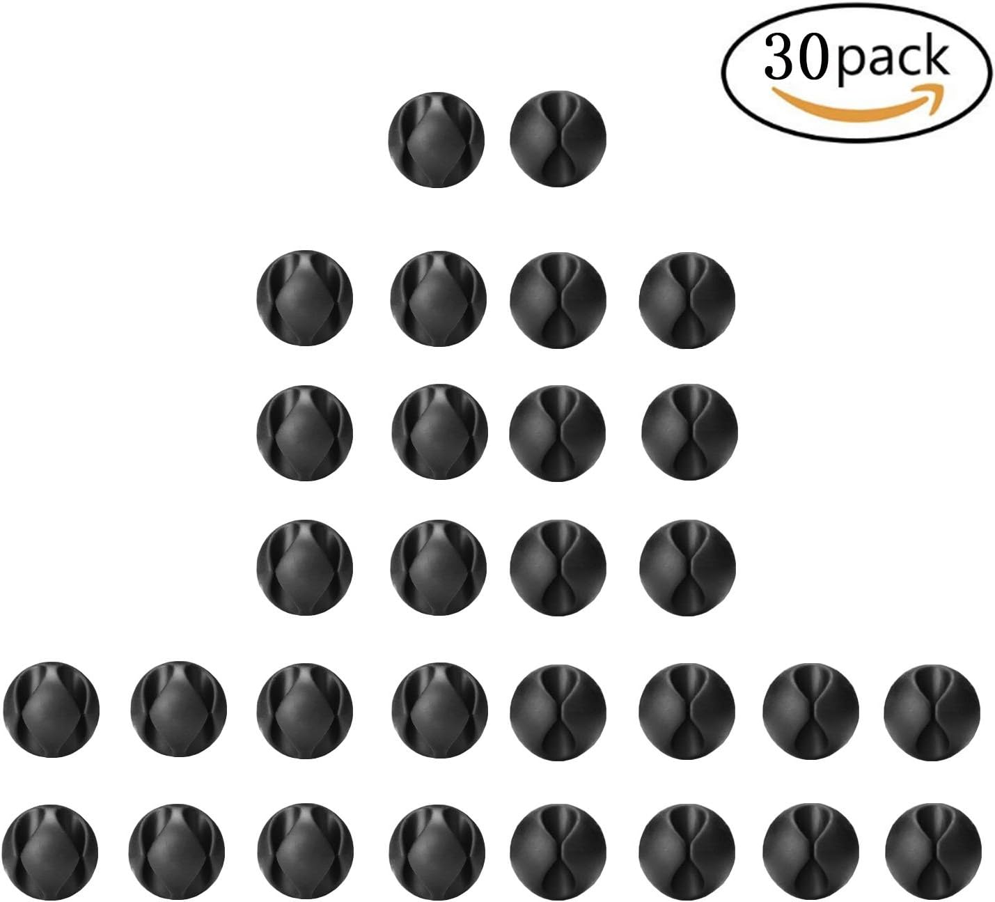 ANMIXIN 30 Cable Organizer Desk or Wall Cable Clips Adhesive Cable Clips Wire Management System Self Adhesive for Your Wires,Wall Desk Desktop Cable Wire Clip (Black) (30)