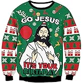 NTSWZYS Unisex Adult Ugly Christmas Sweatshirt 2025 Crewneck 3D Printed Funny Sweatshirts Long Sleeve Holiday Pullover Top