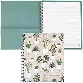 Steel Mill & Co Cute Large Spiral Notebook College Ruled, 11" x 9.5" with Durable Hardcover and 160 Lined Pages (Sage Plants)
