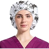 EQFPY Bouffant Caps Working Cap with Button and Sweatband, Adjustable Scrub Caps for Women Men Multi Color