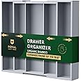 ROYAL CRAFT WOOD Luxury Bamboo Kitchen Drawer Organizer - Silverware Organizer - Utensil Holder and Cutlery Tray with Grooved Drawer Dividers for Flatware and Kitchen Utensils (5 Slot, Gray)