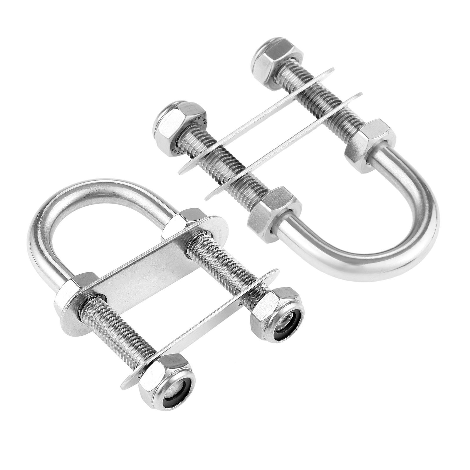 Mtsooning 2PCS M10 U-Bolts, Marine 304 Stainless Steel Tie Down U Shape Bolts with Nuts and Plates,for Boat Trailer Cars and Ships Repair