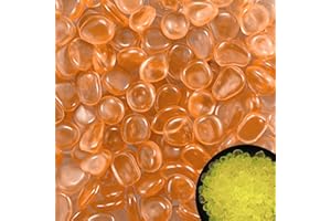 AJUWAA Glow Pebbles, 200 pcs Glowing Rocks, Glow in The Dark Stones for Outdoor Decor, Garden Lawn Yard, Luminous Pebbles for Landscaping, Walkway Pathway, Aquarium Fish Tank Rocks (Star Orange)