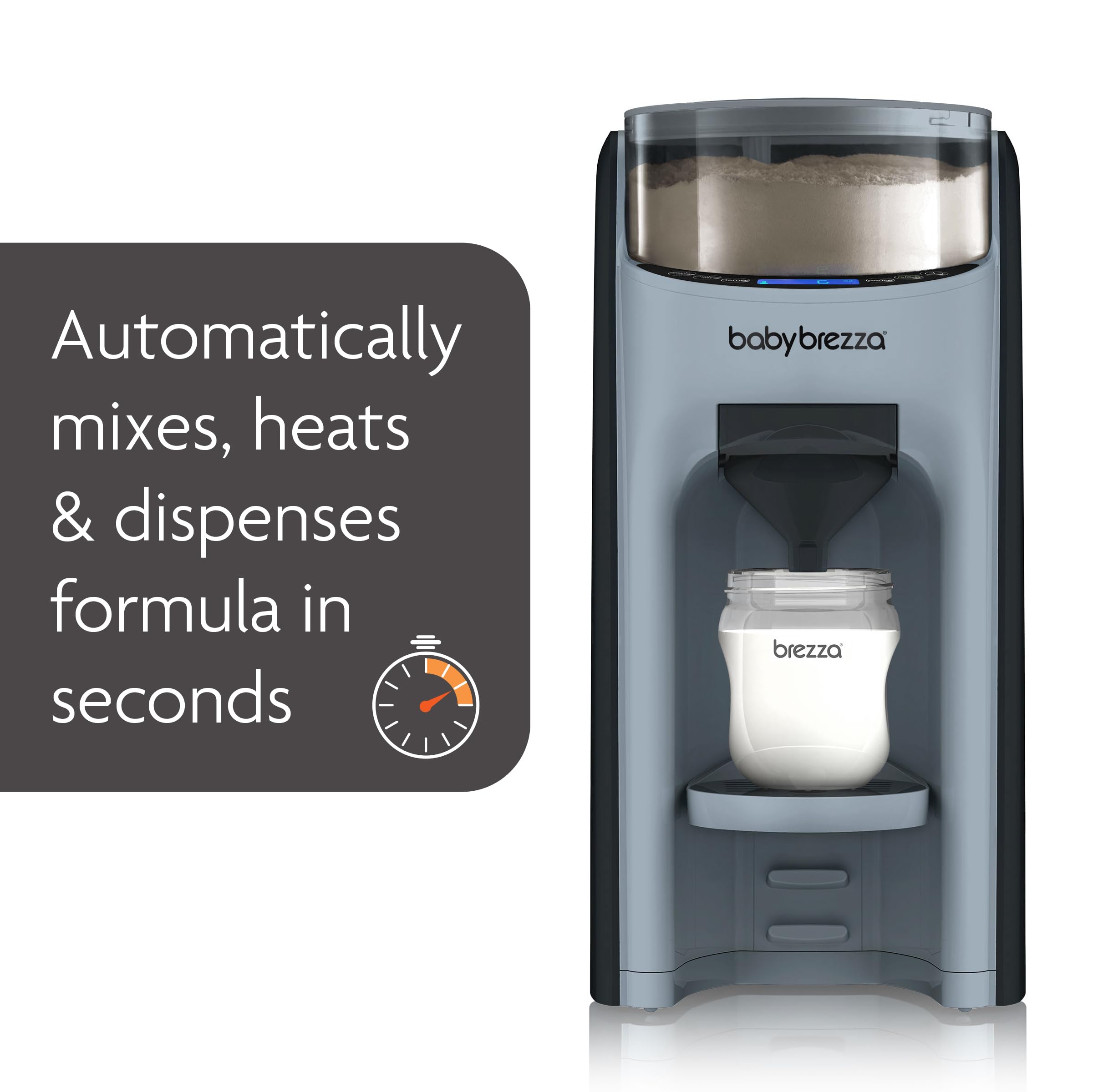 Baby Brezza New and Improved Formula Pro Advanced Formula Dispenser Machine - Automatically Mix a Warm Formula Bottle Instantly - Easily Make Bottle with Automatic Powder Blending, Slate