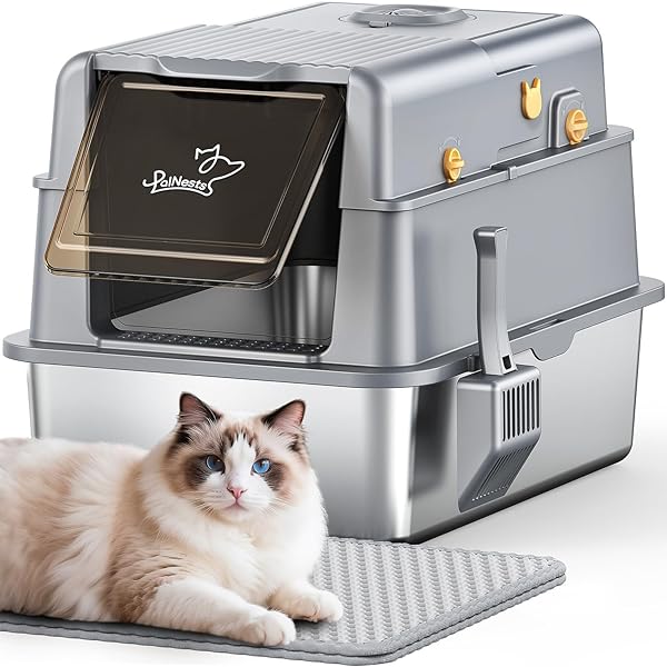 L7 PRO-STAINLESS STEEL LITTER BOX WITH LID, XXL...