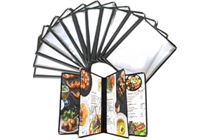 DUPDMKIN Menu Covers 12 Pack Transparent Vinyl Menu Covers 8.5 x 11 inch for Restaurant, Kitchen, Bars, Cafes (4 Page 8 View)