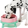 VETRESKA Elevated Dog Bowls Large Breed, 40OZ Ceramic Raised Dog Bowl with Bamboo Stand, Flower-Shaped Food Water Bowl Feeding Dish Bowls for Medium/Large Dogs and Cats
