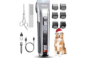 Dog Clippers for Grooming, AIBORS 2500mAH Dog Shavers Kit for Grooming, Low Noise, Rechargeable Cordless Hair Clippers for Dogs Cats Pets, USB C Charging, Quite Dog Hair Trimmer with Ceramic Blade