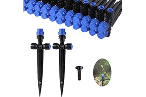 HUISUYTON Drip Irrigation Emitters,with Adjustable 360 Degree Water Flow Drippers Sprayer Push-to-Fit for 1/4 inch Tubing Garden Drippers Sprayer for House Garden Watering System(6pcs-Atomization Sprinker)