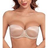 HACI Push up Strapless Bra Thick Padded Demi Underwire Add a Cup Convertible Straps Tshirts Multiway