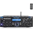 Pyle Wireless Bluetooth Power Amplifier System- 200W Dual Channel Sound Audio Stereo Receiver w/ USB, SD, AUX, MIC in w/ Echo, Radio, LCD, for Home Theater Entertainment via RCA, Studio Use- PDA6BU.7