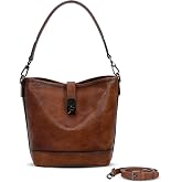 HESHE Leather Crossbody Purse Shoulder Bucket Handbag for Women Satchel Bag | Adjustable Strap,Genine Leather,3 Way Carry,Medium Size Roomy Hobo Bags Ladies Tote Handbags for Work,Travel and Daily Use