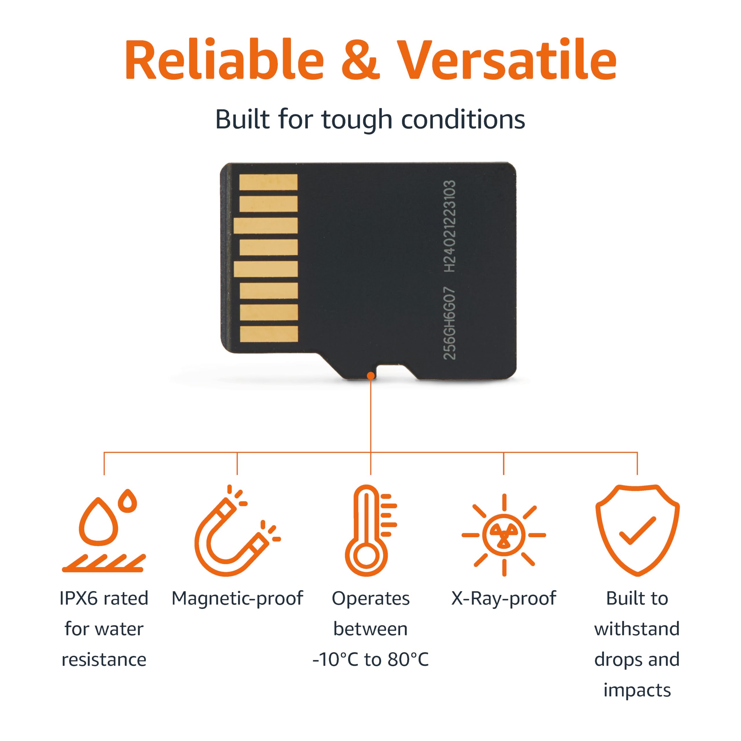 Amazon Basics 256GB microSDXC Card with Adapter, Read Speed Up to 200MB/s, 1-Pack