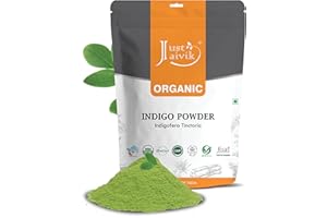 Just Jaivik 100% Organic Indigo Powder - 227 gms / 1/2 LB Pound / 08 Oz - Indigofera Tinctoria- A 100% Organic Hair Dye - Color your hair dark brown to black with Henna