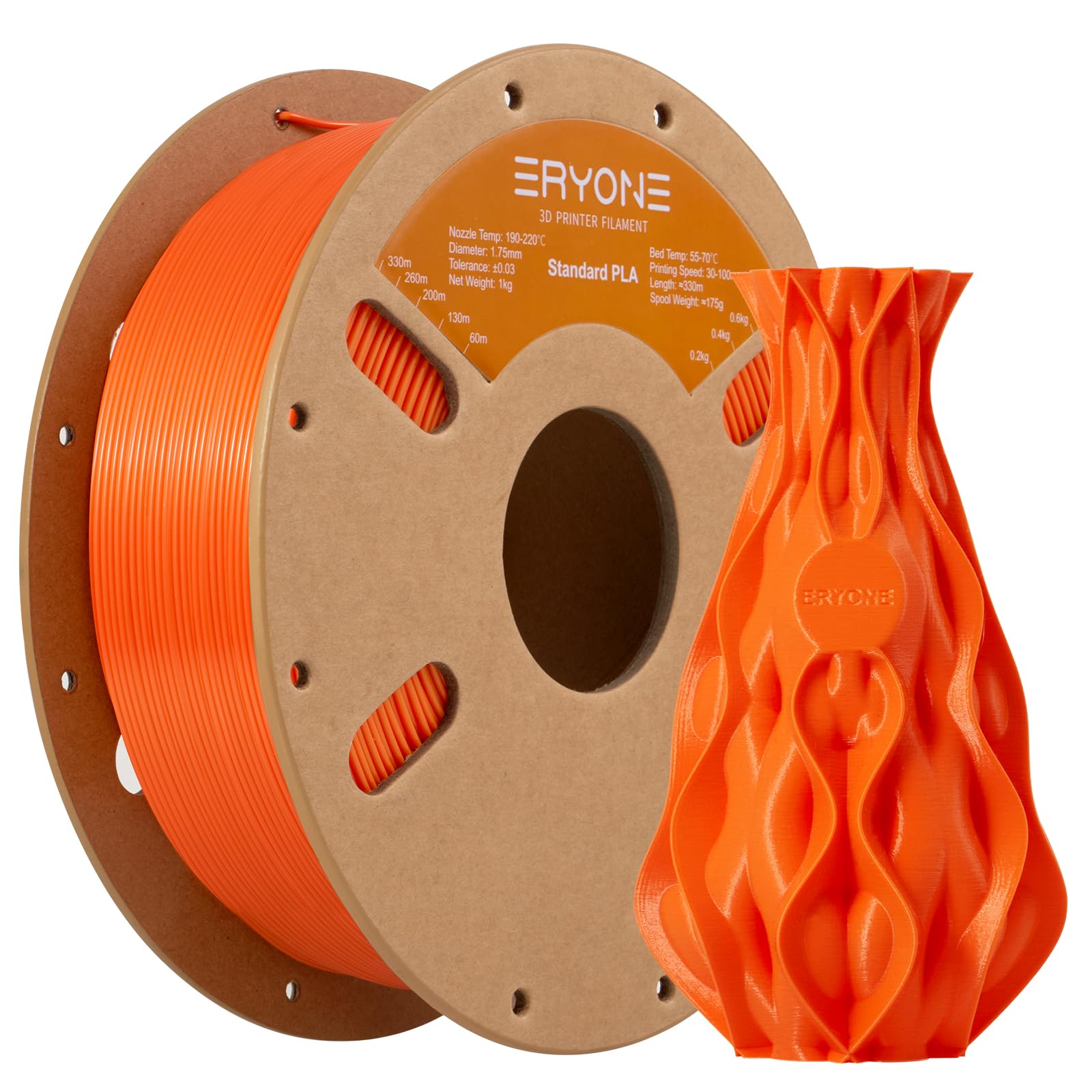 ERYONE PLA Filament 1.75mm, 3D Printer Filament PLA, Dimensional Accuracy +/-0.03mm, 1kg 1 Spool(2.2lbs),Orange